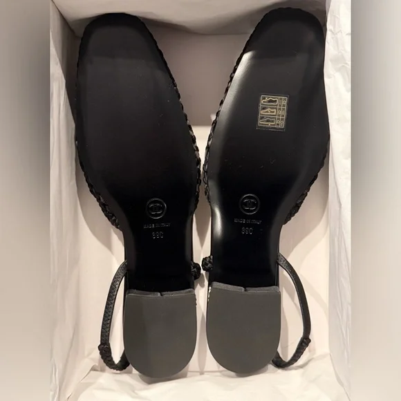 CHANEL Satin Woven Slingback Flats - Picture 2 of 5